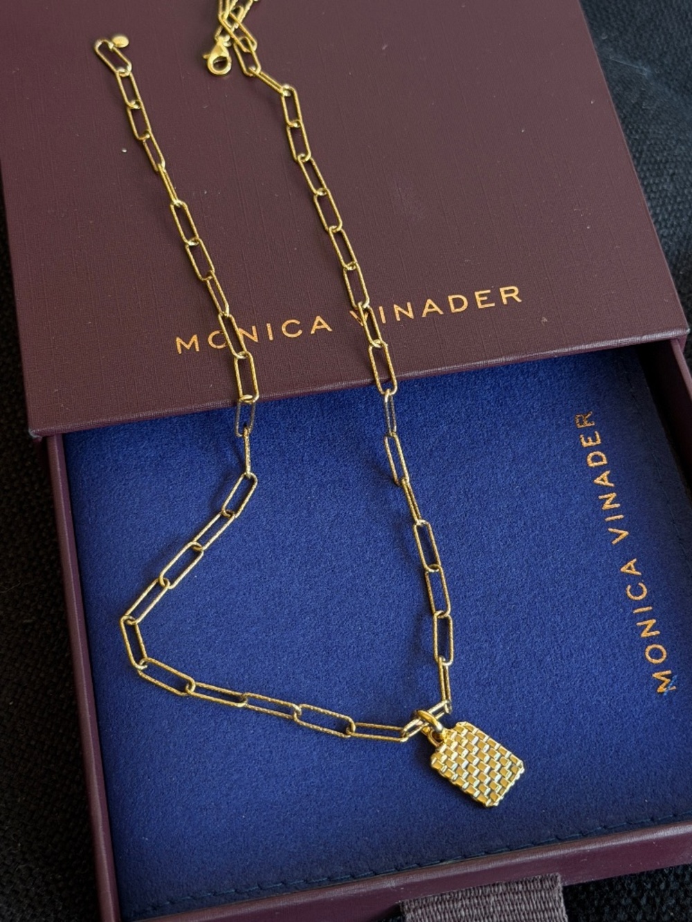 Monica Vinader Paperclip Chain necklace with pendant